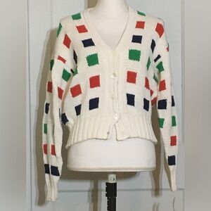 Liz Claiborne Collection Hand-knit Colorful Geometric Patterned Women's Sweater